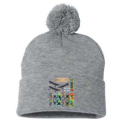 Cool Unique Skateboards Design Mash Up Pom Pom 12in Knit Beanie