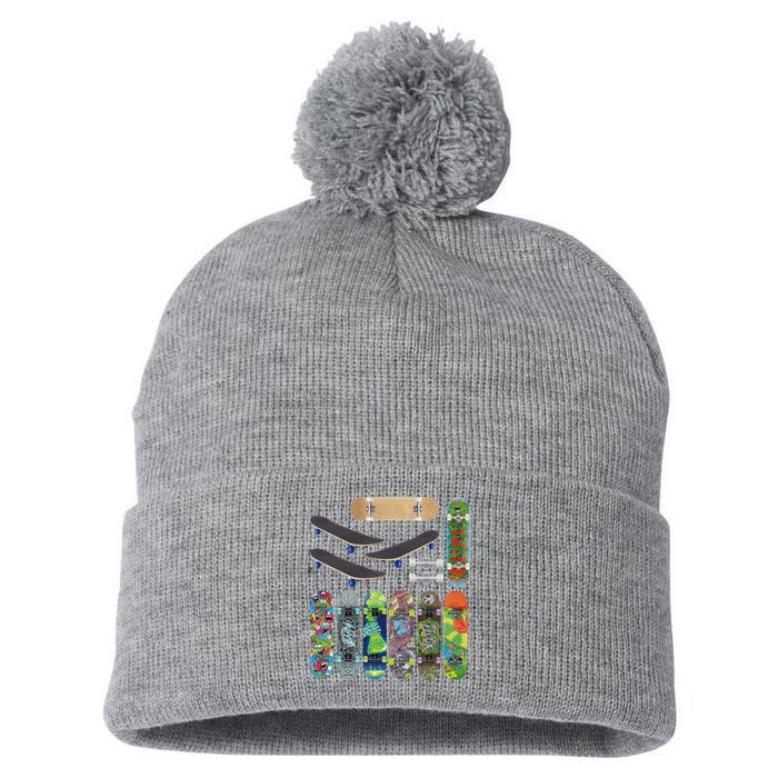 Cool Unique Skateboards Design Mash Up Pom Pom 12in Knit Beanie