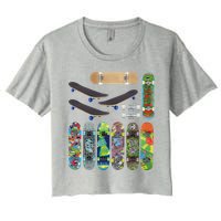Cool Unique Skateboards Design Mash Up Crop Top