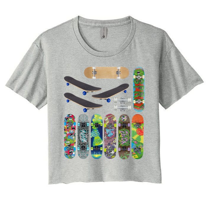 Cool Unique Skateboards Design Mash Up Crop Top