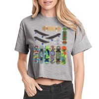 Cool Unique Skateboards Design Mash Up Crop Top