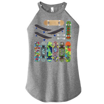 Cool Unique Skateboards Design Mash Up Women's Perfect Tri Rocker Tank