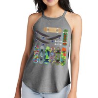 Cool Unique Skateboards Design Mash Up Women's Perfect Tri Rocker Tank