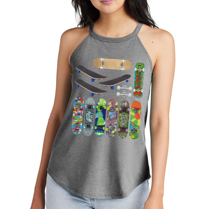 Cool Unique Skateboards Design Mash Up Women's Perfect Tri Rocker Tank
