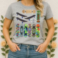 Cool Unique Skateboards Design Mash Up Womens T-Shirt