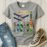 Cool Unique Skateboards Design Mash Up Womens T-Shirt