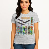 Cool Unique Skateboards Design Mash Up Womens T-Shirt