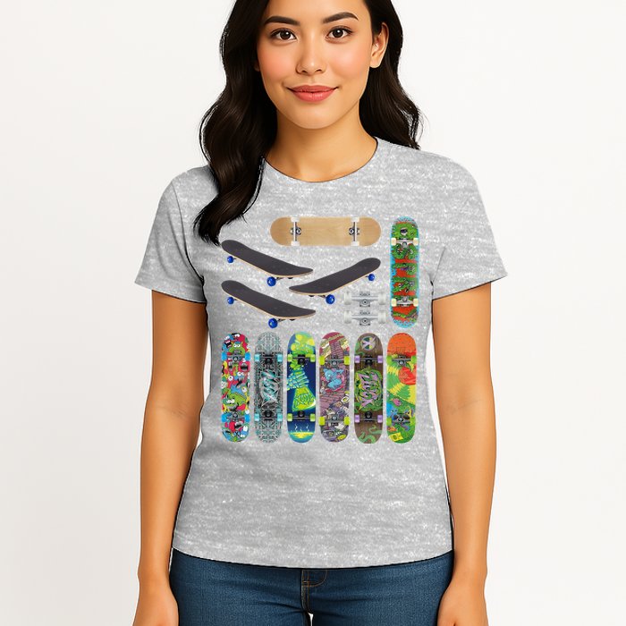 Cool Unique Skateboards Design Mash Up Womens T-Shirt