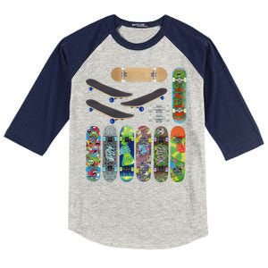 Cool Unique Skateboards Design Mash Up Kids Colorblock Raglan Jersey