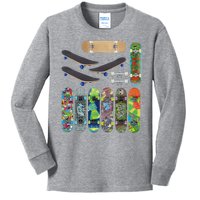 Cool Unique Skateboards Design Mash Up Kids Long Sleeve Shirt