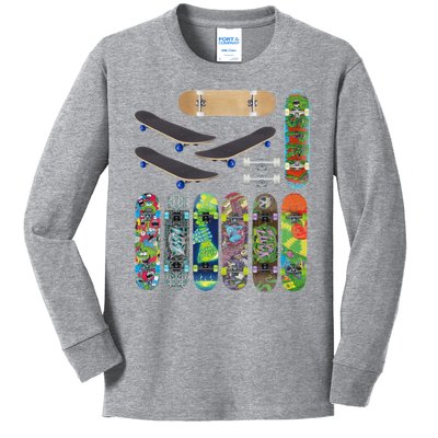 Cool Unique Skateboards Design Mash Up Kids Long Sleeve Shirt