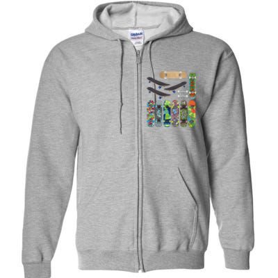 Cool Unique Skateboards Design Mash Up Full Zip Hoodie