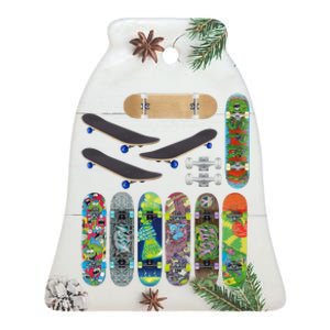 Cool Unique Skateboards Design Mash Up Ceramic Bell Ornament