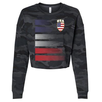 Cool USA Soccer Jersey Stripes Cropped Pullover Crew