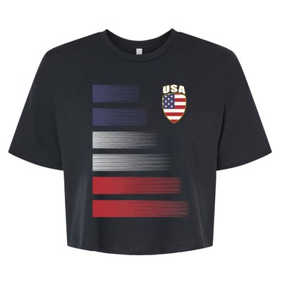 Cool USA Soccer Jersey Stripes Bella+Canvas Jersey Crop Tee