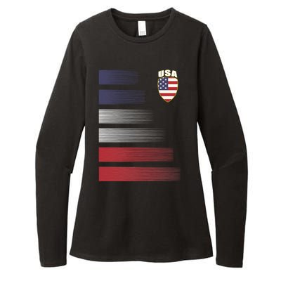 Cool USA Soccer Jersey Stripes Womens CVC Long Sleeve Shirt