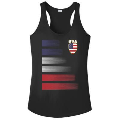 Cool USA Soccer Jersey Stripes Ladies PosiCharge Competitor Racerback Tank