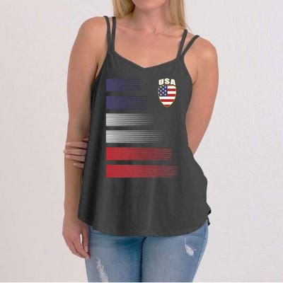 Cool USA Soccer Jersey Stripes Women's Strappy Tank