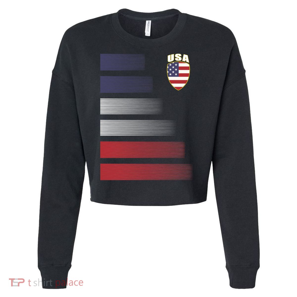 Cool USA Soccer Jersey Stripes Cropped Pullover Crew