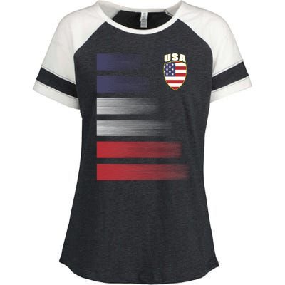 Cool USA Soccer Jersey Stripes Enza Ladies Jersey Colorblock Tee