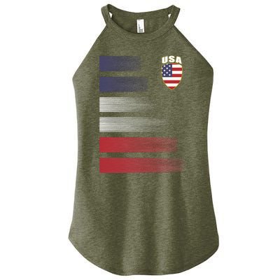 Cool USA Soccer Jersey Stripes Women's Perfect Tri Rocker Tank