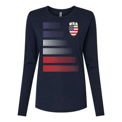 Cool USA Soccer Jersey Stripes Womens Cotton Relaxed Long Sleeve T-Shirt