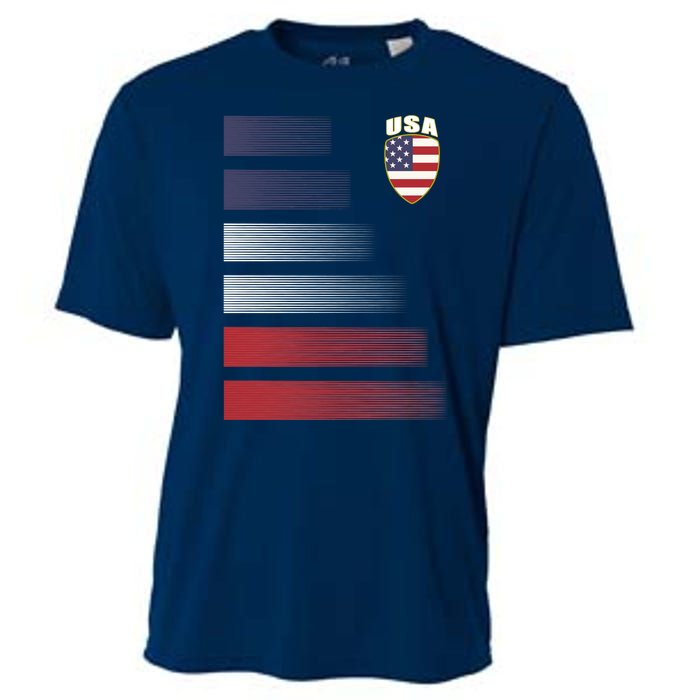 Cool USA Soccer Jersey Stripes Cooling Performance Crew T-Shirt