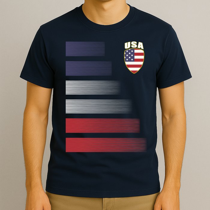 Cool USA Soccer Jersey Stripes T-Shirt