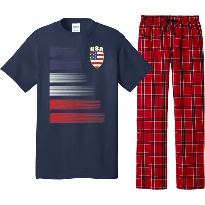 Cool USA Soccer Jersey Stripes Pajama Set