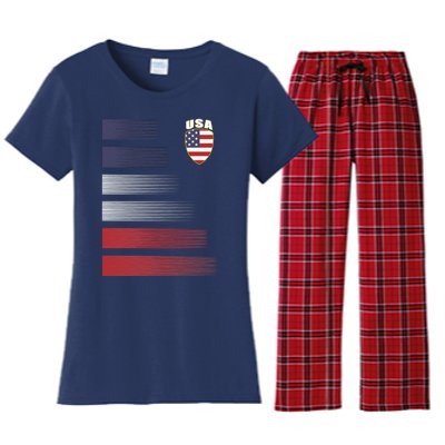 Cool USA Soccer Jersey Stripes Women's Flannel Pajama Set