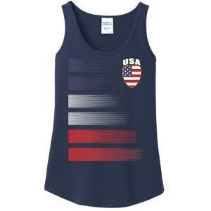 Cool USA Soccer Jersey Stripes Ladies Essential Tank