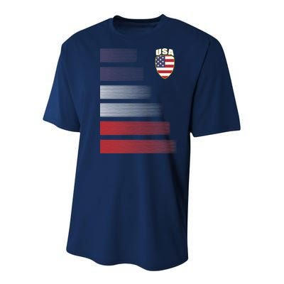Cool USA Soccer Jersey Stripes Youth Performance Sprint T-Shirt
