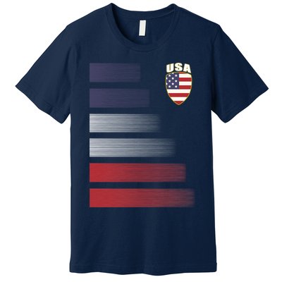 Cool USA Soccer Jersey Stripes Premium T-Shirt