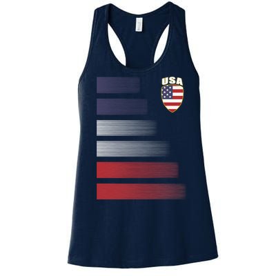 Cool USA Soccer Jersey Stripes Women's Racerback Tank