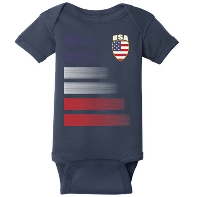 Cool USA Soccer Jersey Stripes Baby Bodysuit