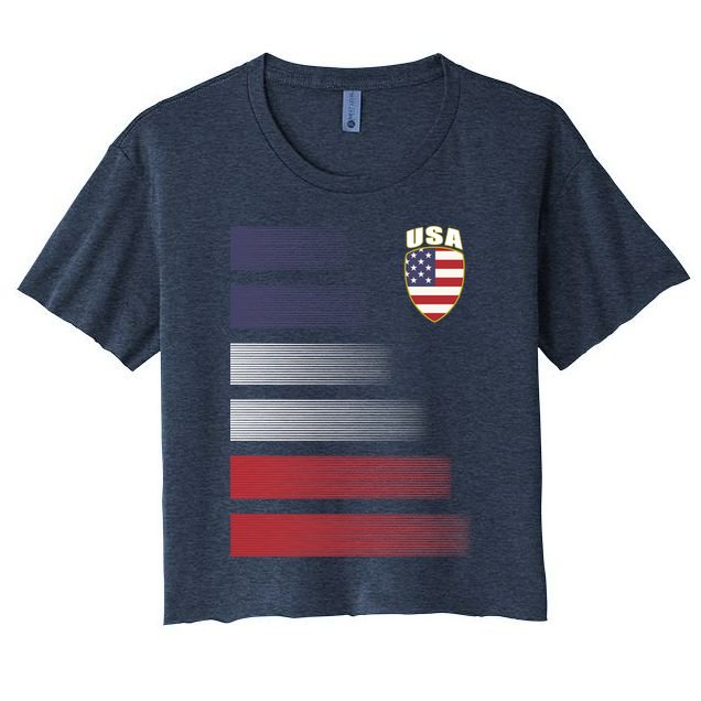 Cool USA Soccer Jersey Stripes Crop Top