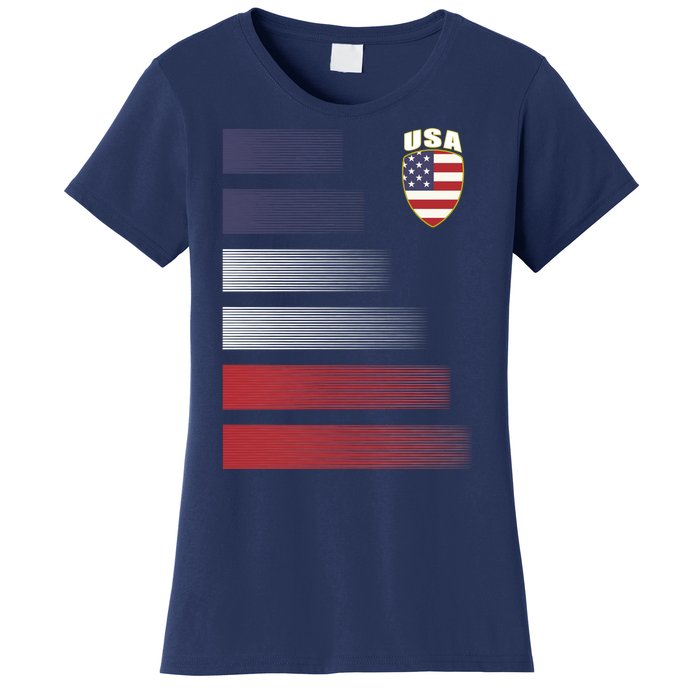 Cool USA Soccer Jersey Stripes Women's T-Shirt