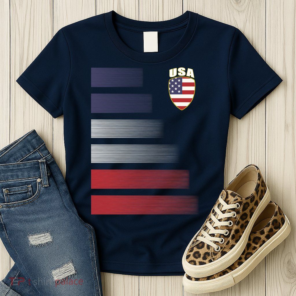 Cool USA Soccer Jersey Stripes Womens T-Shirt