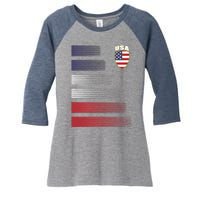 Cool USA Soccer Jersey Stripes Women's Tri-Blend 3/4-Sleeve Raglan Shirt