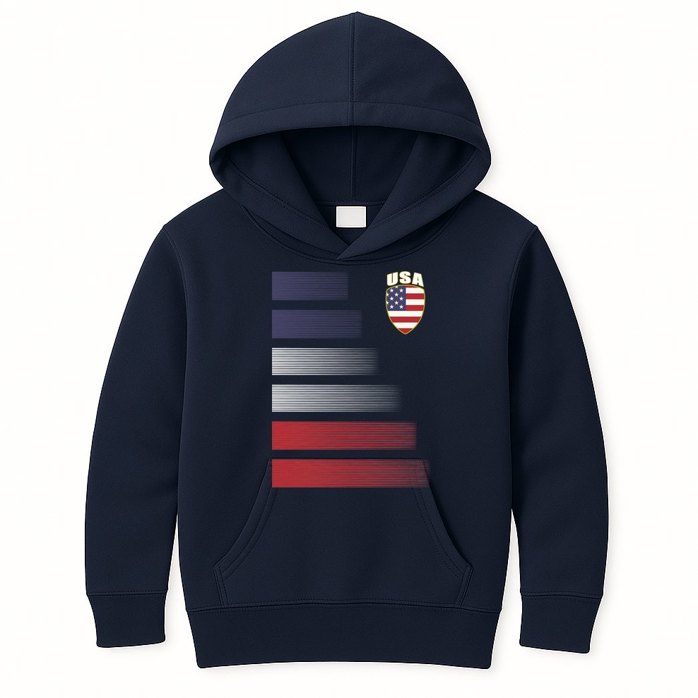 Cool USA Soccer Jersey Stripes Kids Hoodie