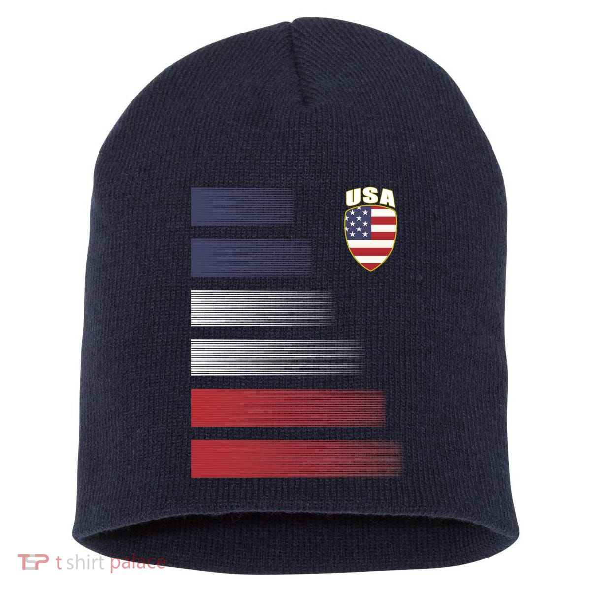 Cool USA Soccer Jersey Stripes Short Acrylic Beanie