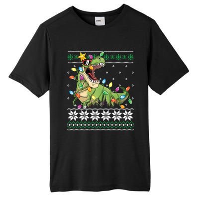 Christmas Ugly Sweater Tree Rex Funny Dinosaur Gift Tall Fusion ChromaSoft Performance T-Shirt