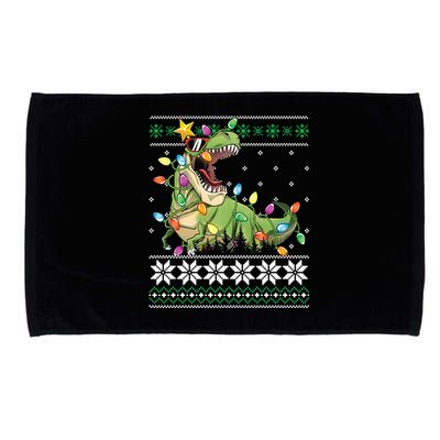 Christmas Ugly Sweater Tree Rex Funny Dinosaur Gift Microfiber Hand Towel