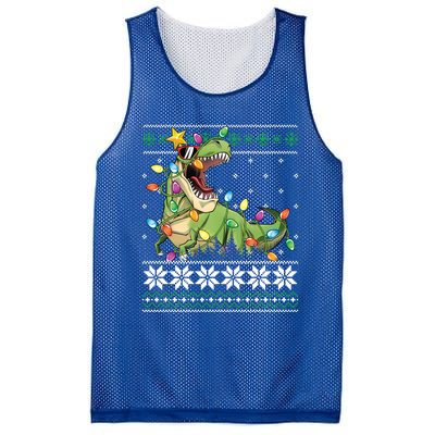 Christmas Ugly Sweater Tree Rex Funny Dinosaur Gift Mesh Reversible Basketball Jersey Tank