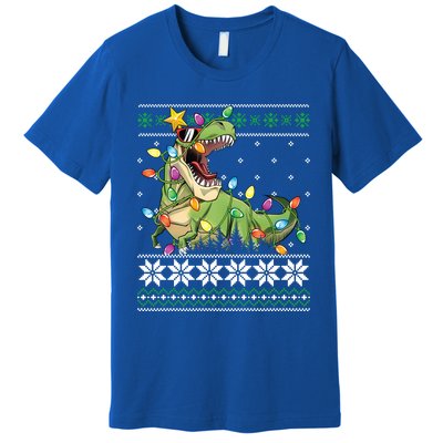 Christmas Ugly Sweater Tree Rex Funny Dinosaur Gift Premium T-Shirt