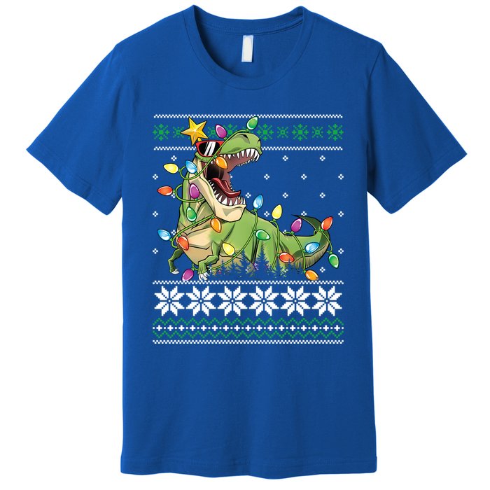 Christmas Ugly Sweater Tree Rex Funny Dinosaur Gift Premium T-Shirt