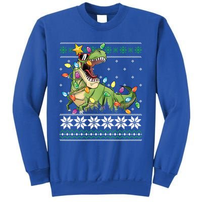 Christmas Ugly Sweater Tree Rex Funny Dinosaur Gift Tall Sweatshirt