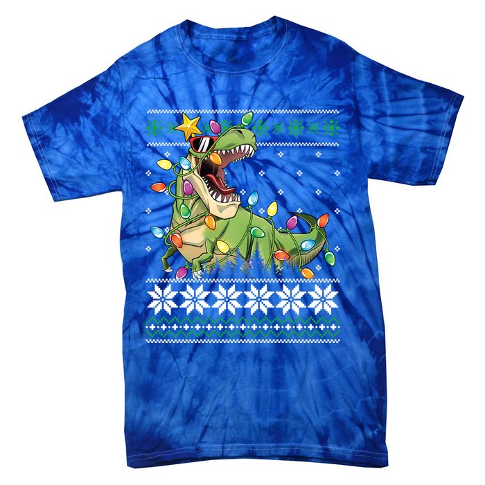 Christmas Ugly Sweater Tree Rex Funny Dinosaur Gift Tie-Dye T-Shirt