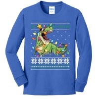 Christmas Ugly Sweater Tree Rex Funny Dinosaur Gift Kids Long Sleeve Shirt