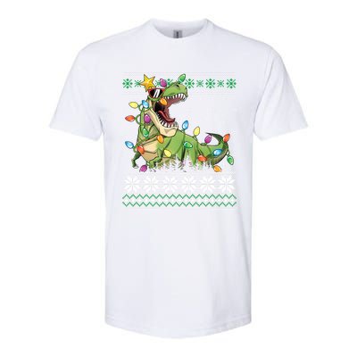 Christmas Ugly Sweater Tree Rex Funny Dinosaur Gift Softstyle CVC T-Shirt